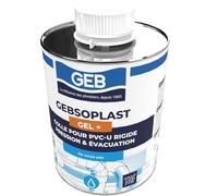 colle pour raccord en pvc rigide - geb gebsoplast gel plus - flacon 1 litre - avec pinceau