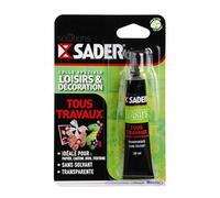 Sader – Colle Tous Travaux Loisirs et Décoration – Sans solvant, transparente – Tube 30 ml