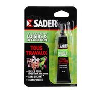 Colle SADER Tous Travaux Transparente - Sans solvant - Transparente après séchage - Tous supports - tube 30 ml