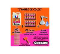 Colle transparente cleopatre sans solvant base eau classpack 24 flacons 80g 5kg colle transparente + 1 pompe