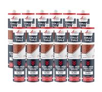 Colle Tuiles Mastic Souple Étanche Tous Matériaux 290 ml x 12 Blanc | Colle Tuiles et Joints Étanches, Forte Adhérence, Maintien Immédiat, Béton, Pierre, Zinc, Résiste aux Uv - Arcane Industries