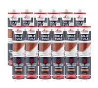 Colle Tuiles Mastic Souple Étanche Tous Matériaux 290 ml x 12 Terre Cuite | Colle Tuiles et Joints Étanches, Forte Adhérence, Maintien Immédiat, Béton, Pierre, Zinc, Résiste aux Uv - Arcane Industries