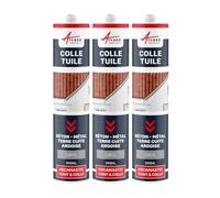 Colle Tuiles Mastic Souple Étanche Tous Matériaux 290 ml x 3 Gris securité | Colle Tuiles et Joints Étanches, Forte Adhérence, Maintien Immédiat, Béton, Pierre, Zinc, Résiste aux Uv - Arcane Industries