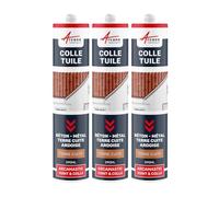 Colle Tuiles Mastic Souple Étanche Tous Matériaux 290 ml x 3 Terre Cuite | Colle Tuiles et Joints Étanches, Forte Adhérence, Maintien Immédiat, Béton, Pierre, Zinc, Résiste aux Uv - Arcane Industries