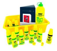 Colle uhu twist&glue extra forte transparente multi-matériaux coffret scolaire 12 flacons pleins+1 recharge