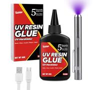 Colle UV avec Lampe - Kit Résine UV de 60g avec Lampe UV, Durcissement Rapide en 5 Secondes, Adhésif UV pour Réparation du Plastique et du Verre - Résine UV Transparente pour Bijoux, DIY, Artisanat