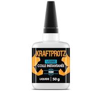 Colle Verre Extra Forte Liquide 50 g - Super Glue Transparente Miroir, Vitre & Acrylique - Invisible après Séchage - Résistante à l'Eau, Chaleur & UV - KRAFTPROTZ