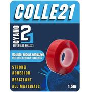 Colle21 BI-Adesive Tape RUBAN professionnel, Ruban double face multi-usage, adhésif puissant pour métal, tissus, verre et plastique, idéal pour fixer cadres, assemblages sans vis ni soudures