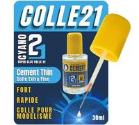 Colle21 Cement Extra-Thin 30ml - Adhésif Transparent à Séchage Rapide pour Modélisme et Maquettes Compatible Plastique et Matériaux Synthétiques