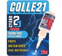Colle21 FISHING FAST 25g | Super Glue Ultra-Liquide à Prise Instantanée - Colle Extra-Forte Spéciale Pêche pour Lignes, Leurres, Hameçons et Réparations Rapides