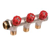 Collecteur 3 sorties - MF 3/4' - Avec vanne rouge M 1/2' - PB tub