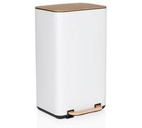 HJH Office Poubelle à pédale CLEAN NATURA 30 L Softclose métal seau intérieur Crème/Noix