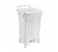 Collecteur à pédale 90 L + porte - couvercle blanc