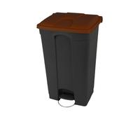 Collecteur à pédale de déchets avec couvercle - Brun - 90 l