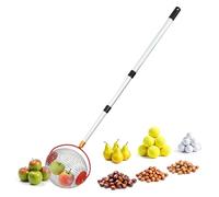 Collecteur à roulettes avec manche télescopique en aluminium pour fruits et noix - Extensible jusqu'à 120 cm