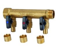 Collecteur avec vannes PER à glissement - GMK - M/F - 3/4' - diamètre 16 mm - 3 sorties