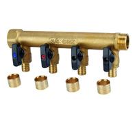 Collecteur avec vannes PER à glissement - GRK - M/F - 3/4' - diamètre 16 mm - 4 sorties