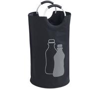 Collecteur De Bouteille Jumbo Wenko, Panier Poubelle Verre Avec Poignée Pour Le Transport, Panier à Linge Capacité 69l, Polyester - Aluminium, 38x72cm, Noir