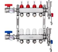 Collecteur de chauffage par rayonnement à 4 branches Ensemble de collecteurs de chauffage par le sol avec tuyaux PEX de 1/2 po