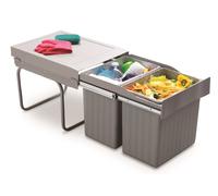 Collecteur de déchets encastrable Victory Double Master 40Dt gris aluminium 3...