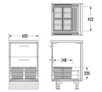 Collecteur de déchets Hailo 3201623 Allegro 220 Insert 4x 6.5 litres gris clair