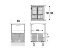Collecteur de déchets Hailo 3301644 Allegro 295 Insert 2x 8+ 2x18 L Gris foncé