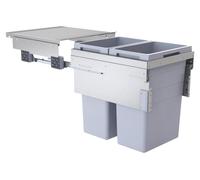 Collecteur de déchets Hailo 3619531 CE Slide Euro-Cargo 2x 38 litres gris clair