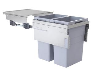 Collecteur de déchets Hailo 3619531 CE Slide Euro-Cargo 2x 38 litres gris clair