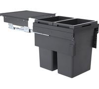 Collecteur de déchets Hailo 3619751 CE Slide Euro-Cargo 2x 38 litres gris foncé