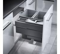 Collecteur de déchets Hailo 3619771 CE Slide Euro-Cargo 2x 38 + 12 + 2.5 litres gris foncé