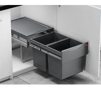 Collecteur de déchets Hailo 3641521 Raumspar-Tandem 2x 18 litres gris foncé