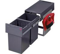 Collecteur de déchets Hailo 3666105 TA Swing Tandem 2x 15 litres avec kit de balayage