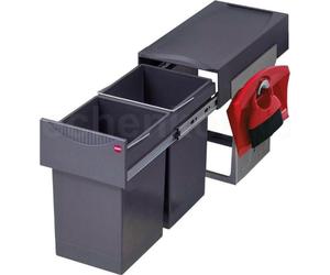 Collecteur de déchets Hailo 3666105 TA Swing Tandem 2x 15 litres avec kit de balayage