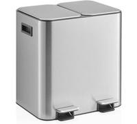 Collecteur de déchets / système de tri des déchets Clean 10 - 30L (2x15L) acier inoxydable argent hjh OFFICE Argent