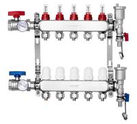 Collecteur de distribution de chaleur à 5 branches VEVOR, collecteur de tubes PEX de 1/2 pouce, collecteur PEX en acier inoxydable pour le chauffage par le sol hydronique, kit de distribution de chale
