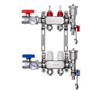 Collecteur de distribution de chaleur VEVOR à 2 dérivations, collecteur de tubes PEX de 1/2 pouce, collecteur PEX en acier inoxydable pour chauffage par le sol hydronique, kit de distribution de chale