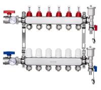 Collecteur de distribution de chaleur VEVOR à 6 branches, collecteur de tubes PEX de 1/2 pouce, collecteur PEX en acier inoxydable pour chauffage par le sol hydronique, kit de collecteur de distributi