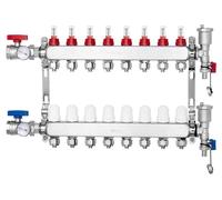 Collecteur de distribution de chaleur VEVOR à 8 branches, collecteur de tubes PEX de 1/2 pouce, collecteur PEX en acier inoxydable pour chauffage par le sol hydronique, kit de collecteur de distributi