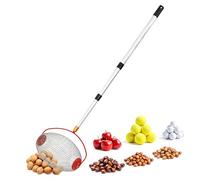 Collecteur de noix à roulettes avec manche télescopique en aluminium - Extensible jusqu'à 120 cm - Collecteur de noix avec grand panier de récolte - Cueille-boules pour pommes, poires, châtaignes