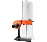 Collecteur de poussière, collecteurs de poussière à cône vortex de 800 CFM et 2,5 microns, système de collecte de sciure de bois de 1 HP avec sac collecteur de poussière de 60 L, sac filtrant et roule