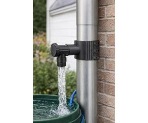 Collecteur Récupérateur d’Eau de Pluie Gris Anthracite pour Descente de gouttière 75 à 100 mm avec Robinet 1" 26x34