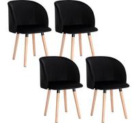« Collection de fauteuils de luxe comprenant 4 chaises de salle à manger élégantes en velours noir – idéales pour le salon ou la cuisine »