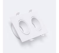 Collerette Downlight Carré Blanche Pour Deux Ampoules Led Gu10 / Gu5.3 Taille 75x155 Mm Blanc
