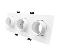 Collerette Downlight Carré Orientable Faible Ugr Pour Trois Ampoules Led Gu10 / Gu5.3 Taille 75x235 Mm Suefix Blanc