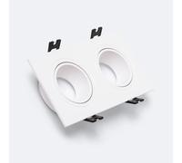 Collerette Downlight Carré Orientable Pour Deux Ampoules Led Gu10 / Gu5.3 Coupe 75x150 Mm Blanc