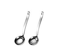 Collfa Lot de 2 petites louches à soupe en acier inoxydable SUS304 avec louche et passoire fendue avec trous pour servir des sauces, des casseroles chaudes ou des restaurants
