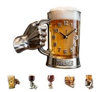 Collienght Horloge murale personnalisée en acrylique 2D plate pour chope de bière, verre à vin, verre à whisky, pour chambre, salon, bar, cave à hommes, nom personnalisé, thème de bière, horloge