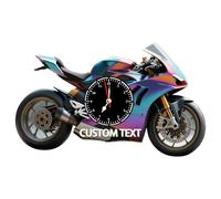 Collienght Horloges murales personnalisées de moto avec noms, individuelles en acrylique, bois, modernes horloges de moto pour chambre, salon, salle de sport, décoration artistique à domicile, cadeau