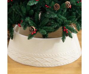 Collier d'arbre De Noël - 60cm Jupe De Sapin De Noël Réutilisable, Cache Pied De Sapin DeNoël Bohème Rustique, Cache Bas DeSapin en Tricoté pour Décorations De Vacances