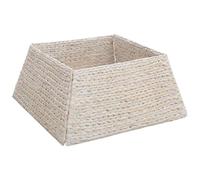 Collier de sapin de Noël blanc en jacinthe d'eau - 60 x 60 x 28 cm - Couverture de sapin durable pour le salon et l'extérieur protégé comme nappe de sapin élégante et protection du sol pour